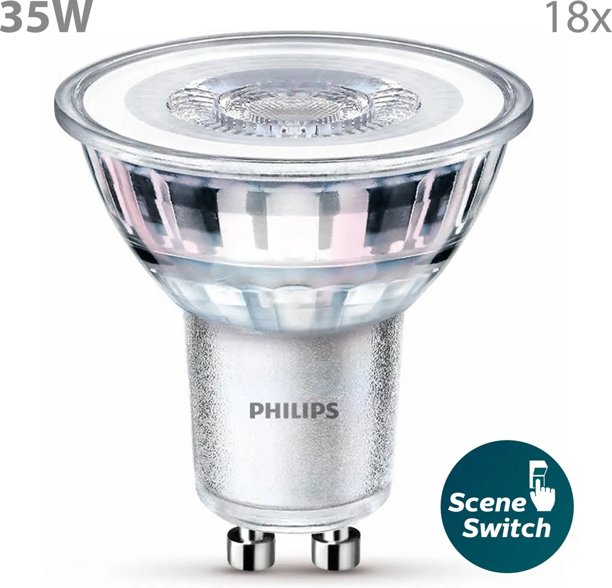Philips LED GU10 SceneSwitch Warmwit 4.8W - 12 Stuks