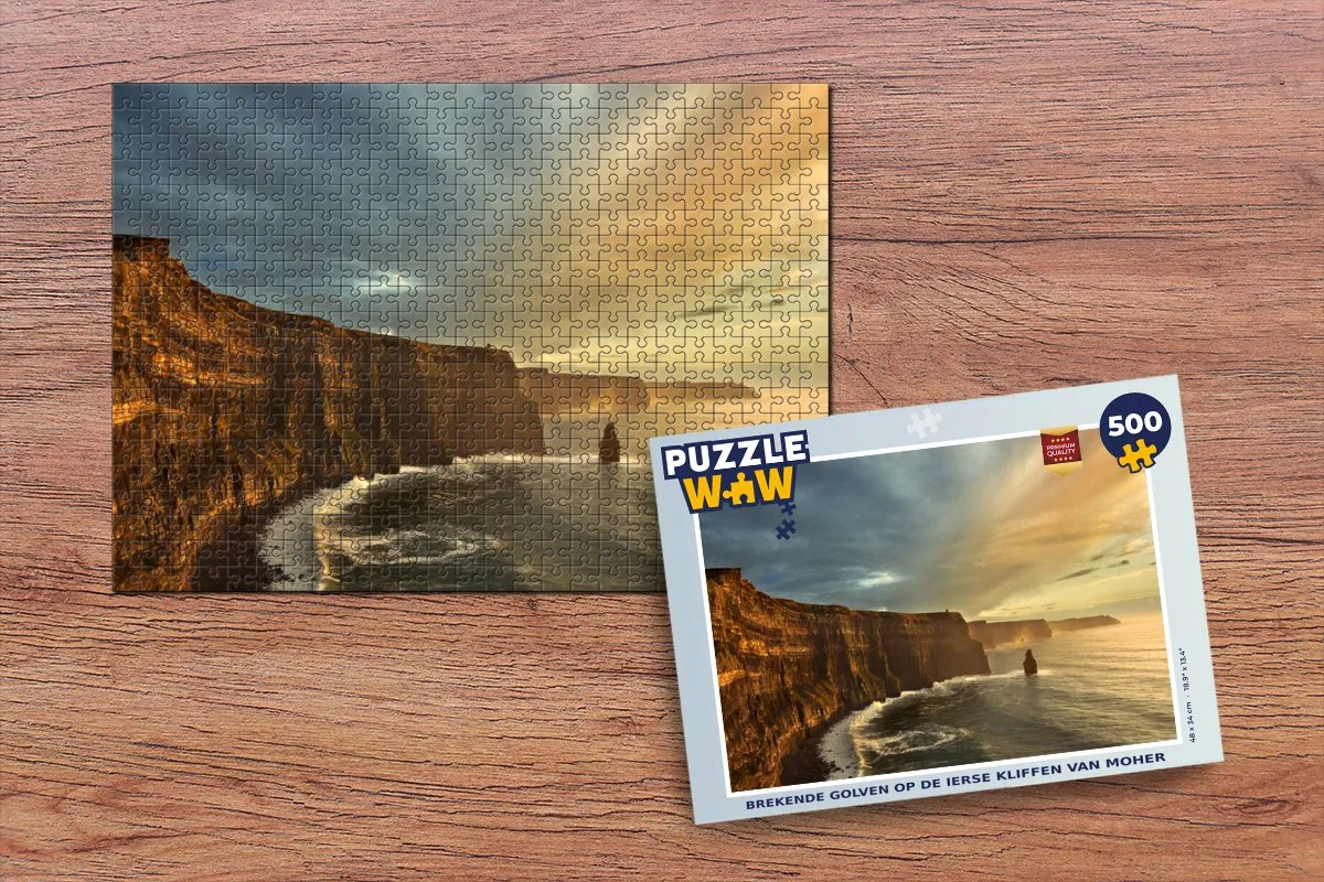 PuzzleWow Brekende Golven Ierse Kliffen Moher Legpuzzel 500 Stuks - Multicolor