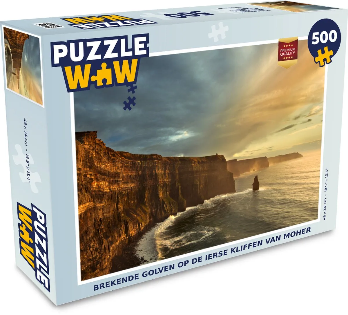 PuzzleWow Brekende Golven Ierse Kliffen Moher Legpuzzel 500 Stuks - Multicolor