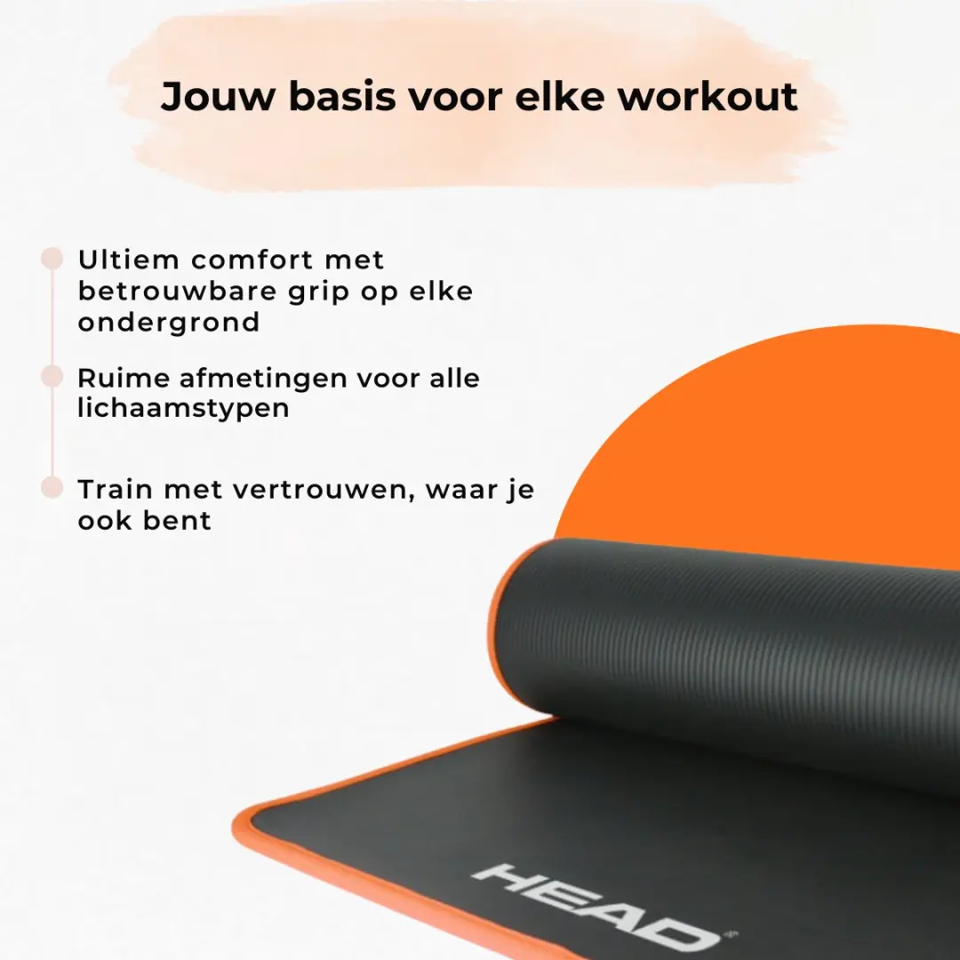 Head Yogamat 180x78cm - Zwart/Oranje