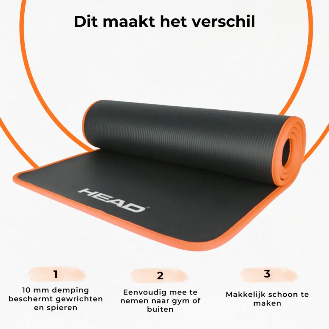 Head Yogamat 180x78cm - Zwart/Oranje