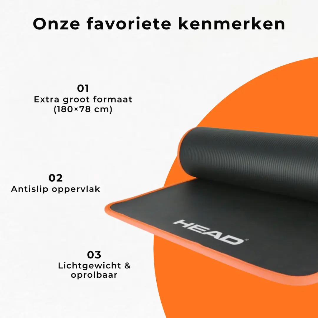 Head Yogamat 180x78cm - Zwart/Oranje