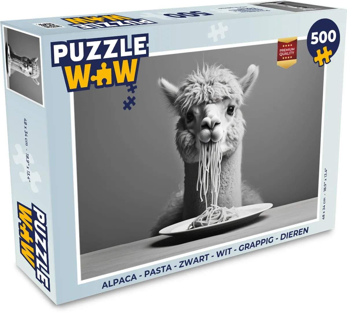PuzzleWow Alpaca Legpuzzel 500 Stuks - Zwart/Wit