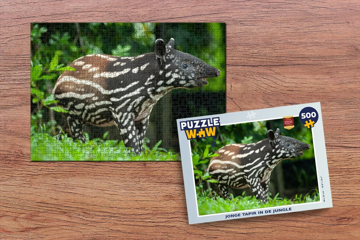 PuzzleWow Jonge Tapir Jungle Legpuzzel 500 Stuks - Multicolor