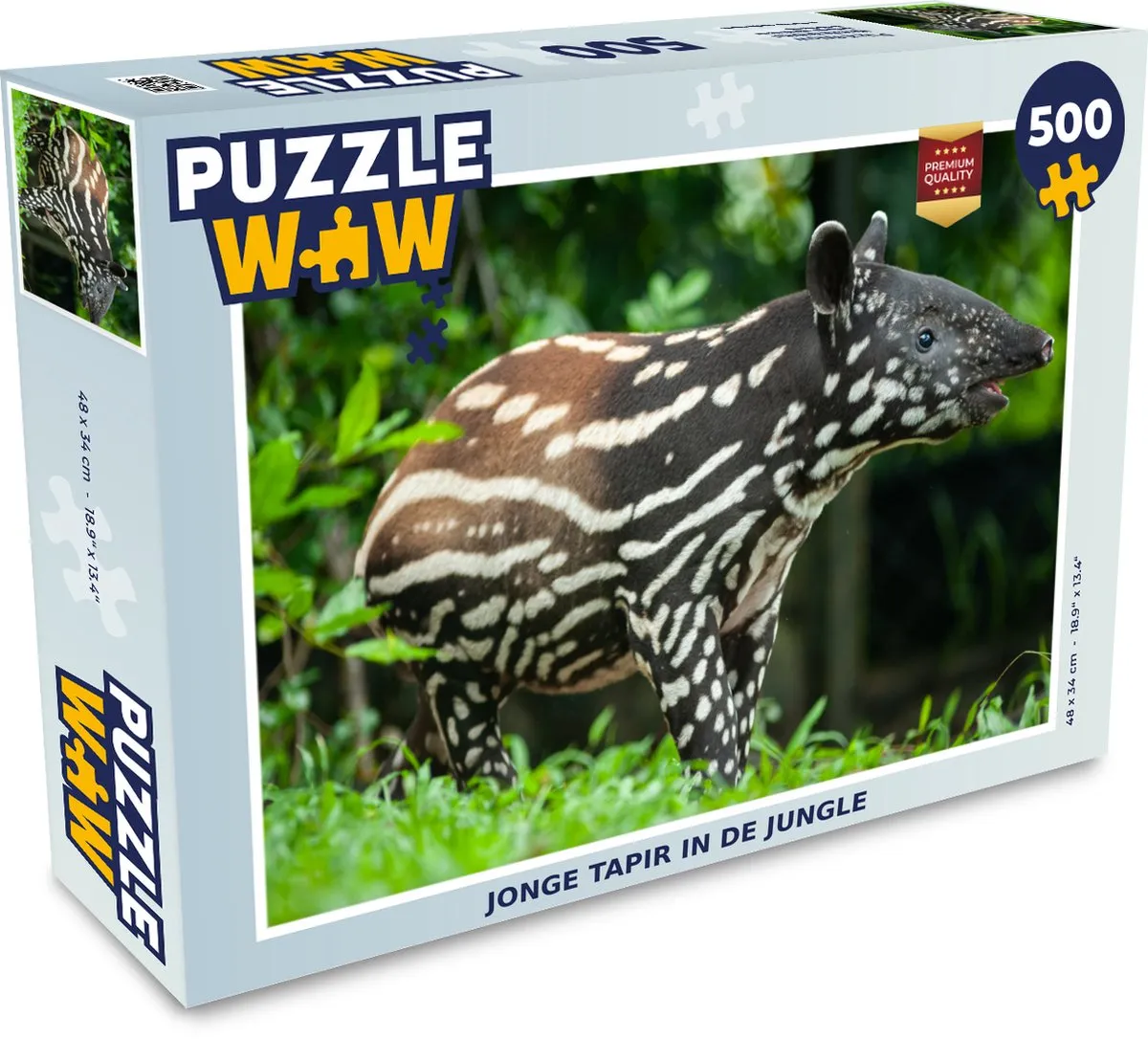 PuzzleWow Jonge Tapir Jungle Legpuzzel 500 Stuks - Multicolor