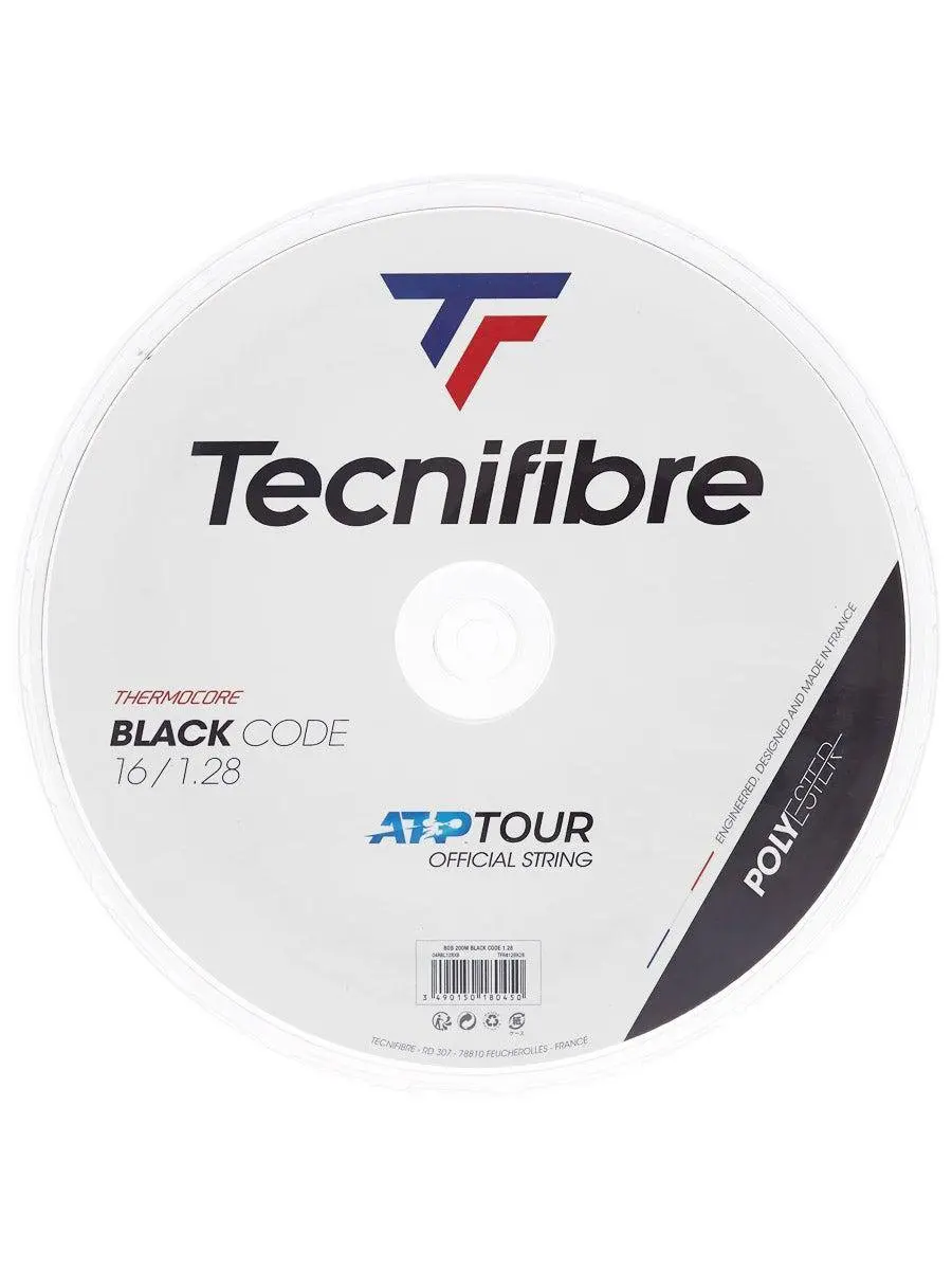 Tecnifibre Black Code Rol 200M Tennissnaar Snaar Dikte: 1.28,Kleur: Zwart