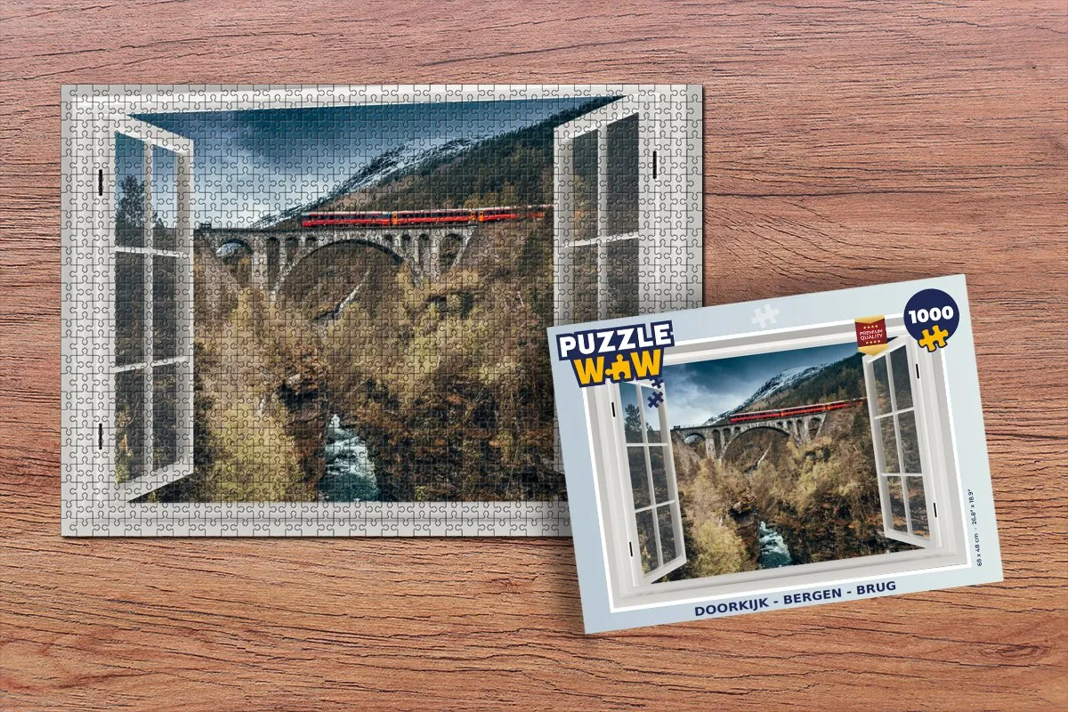 PuzzleWow Bergen Brug Legpuzzel 1000 Stuks - Multicolor