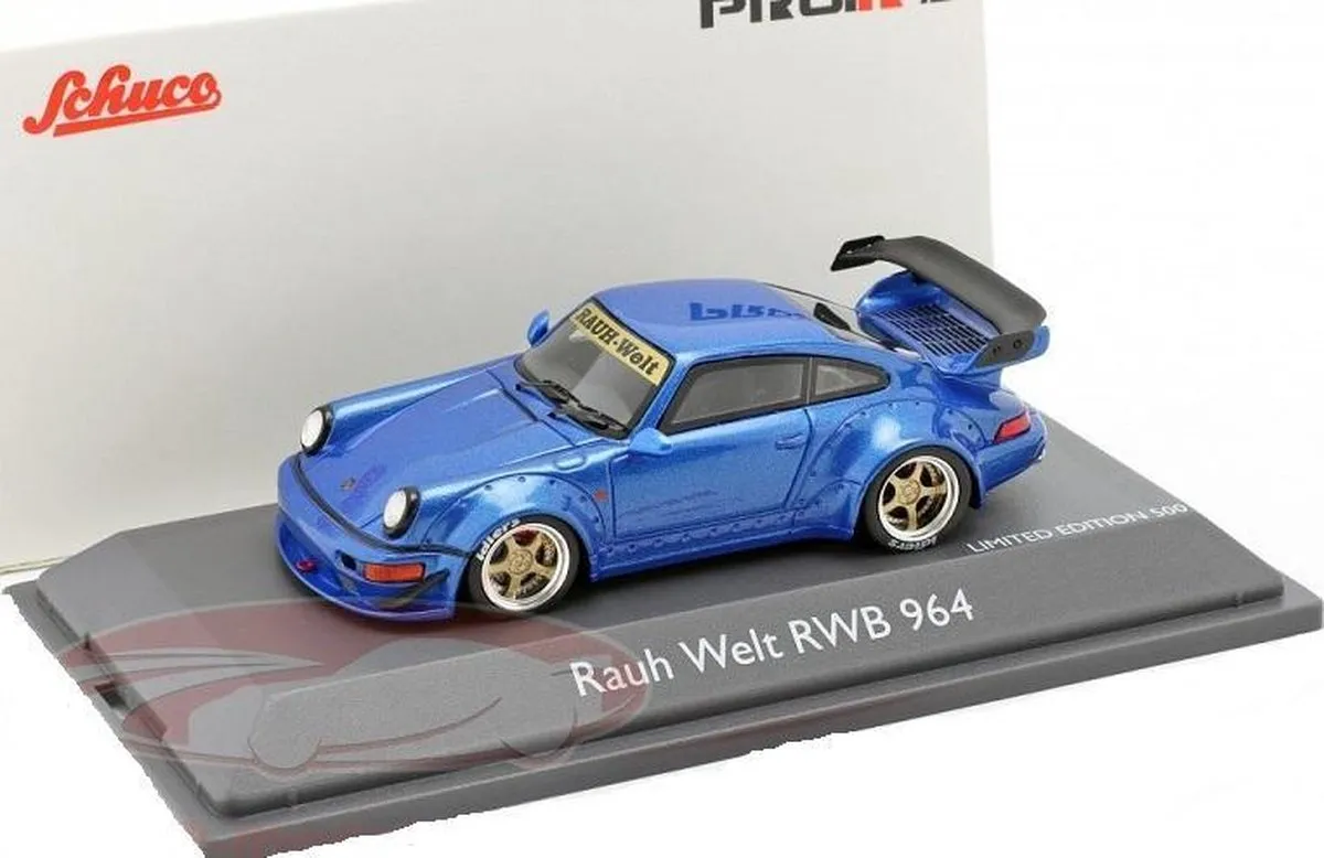 Porsche Rauh Welt RWB 964 1:43 Blauw - Schuco 45 091 1400