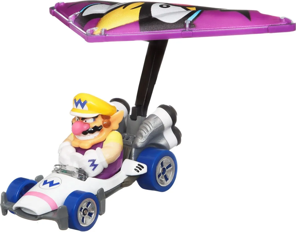 Hot Wheels Mariokart Wario B-Dasher + Wario Wing 1:64 - Meerkleurig