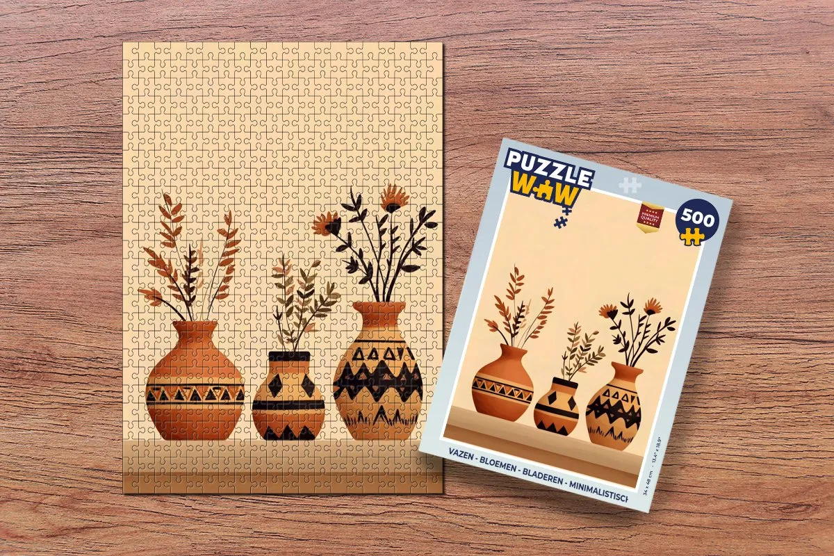 PuzzleWow Minimalistische Vazen Legpuzzel 500 Stuks - Bloemen