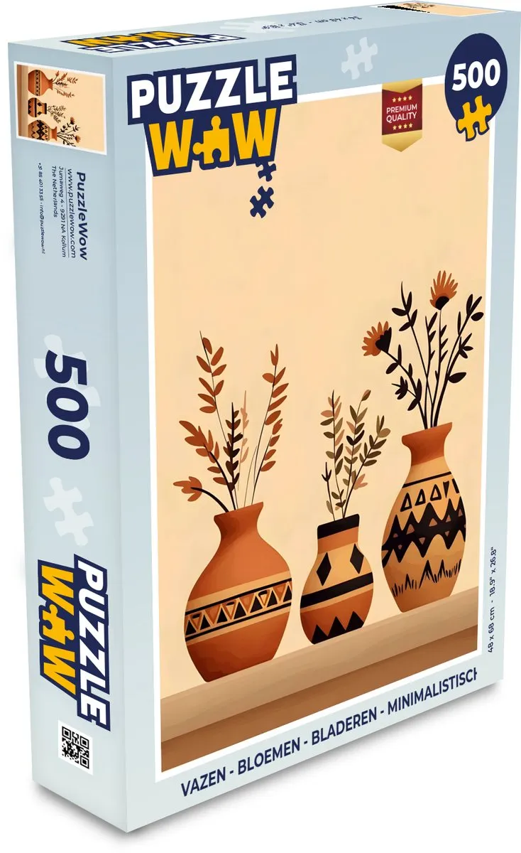 PuzzleWow Minimalistische Vazen Legpuzzel 500 Stuks - Bloemen
