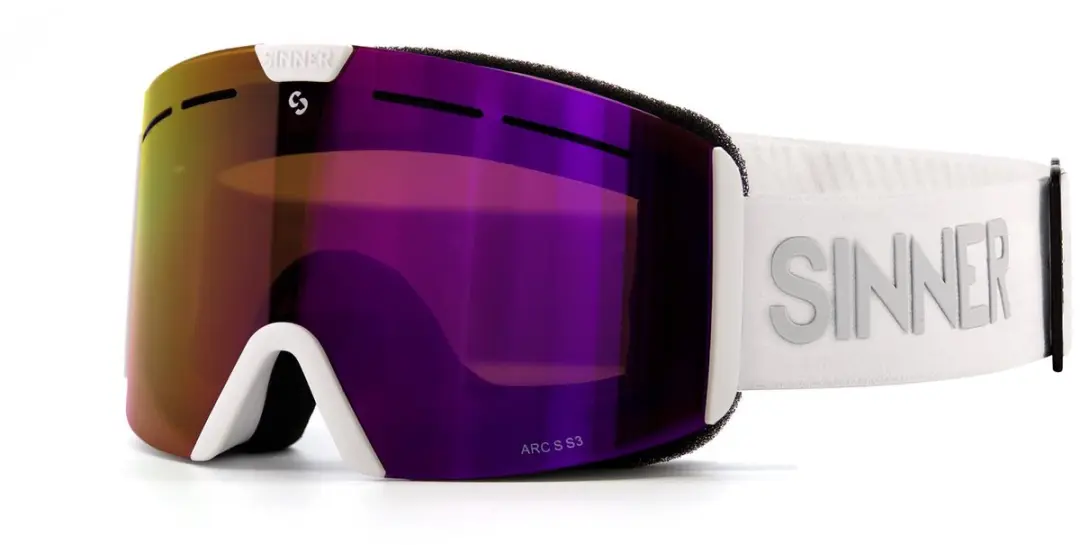SINNER ARC S Skibril - One Size - Matte White - Roze Lens