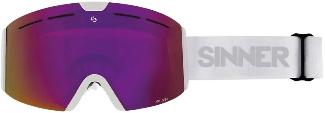 SINNER ARC S Skibril - One Size - Matte White - Roze Lens