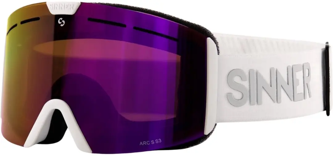 SINNER ARC S Skibril - One Size - Matte White - Roze Lens