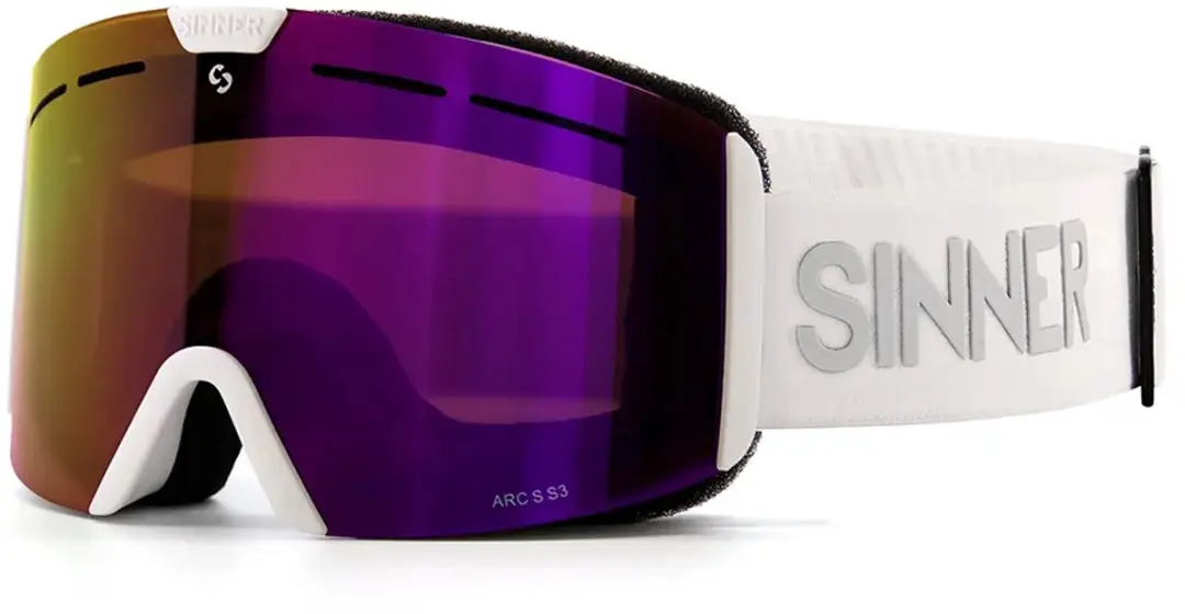 SINNER ARC S Skibril - One Size - Matte White - Roze Lens