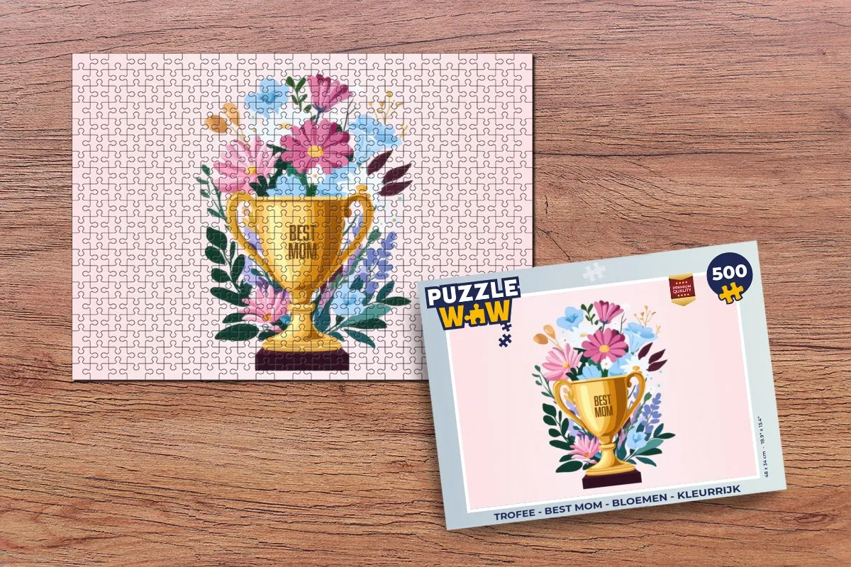 PuzzleWow Trofee Best Mom Bloemen Legpuzzel 500 Stuks - 8721179511631