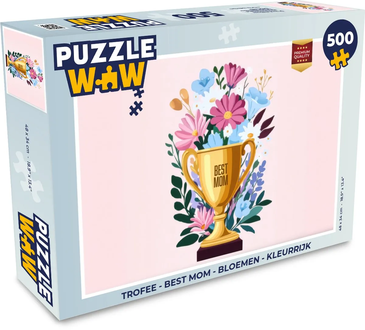PuzzleWow Trofee Best Mom Bloemen Legpuzzel 500 Stuks - 8721179511631