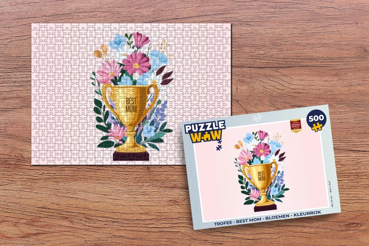 PuzzleWow Trofee Best Mom Bloemen Legpuzzel 500 Stuks - 8721179511631
