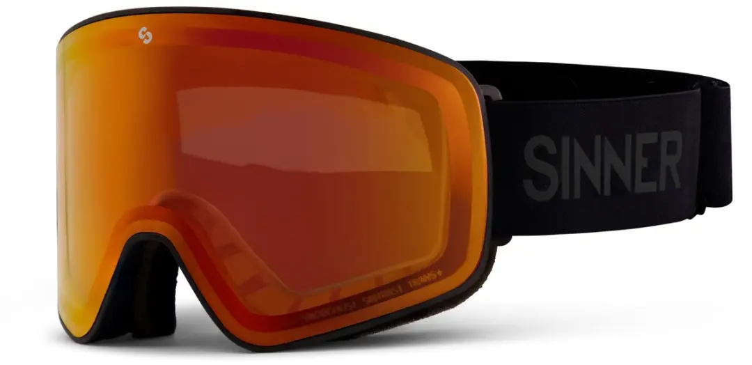SINNER Snowghost Skibril - Matte Zwart - One Size - Oranje Lens