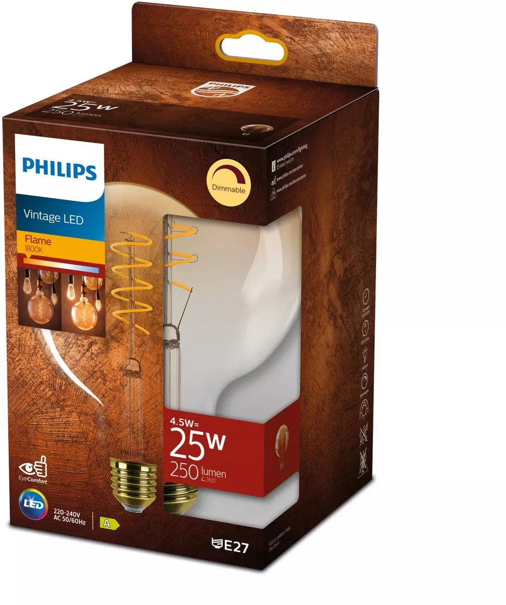 Philips LEDlamp CL G120 D Grad 15W E27 - 125cm - Amber