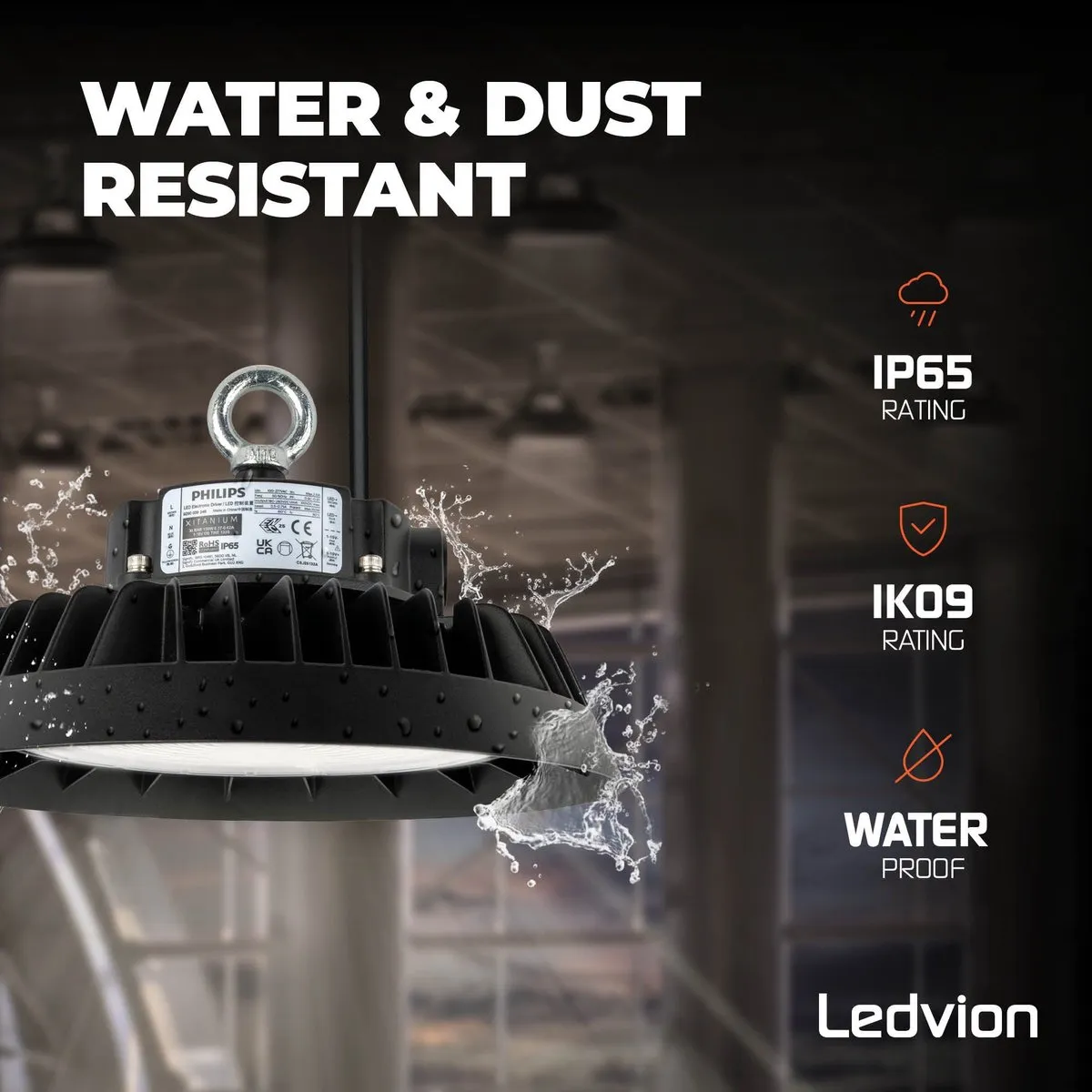 Ledvion LED High Bay 150W 185lm/W - 4000K IP65 Zwart