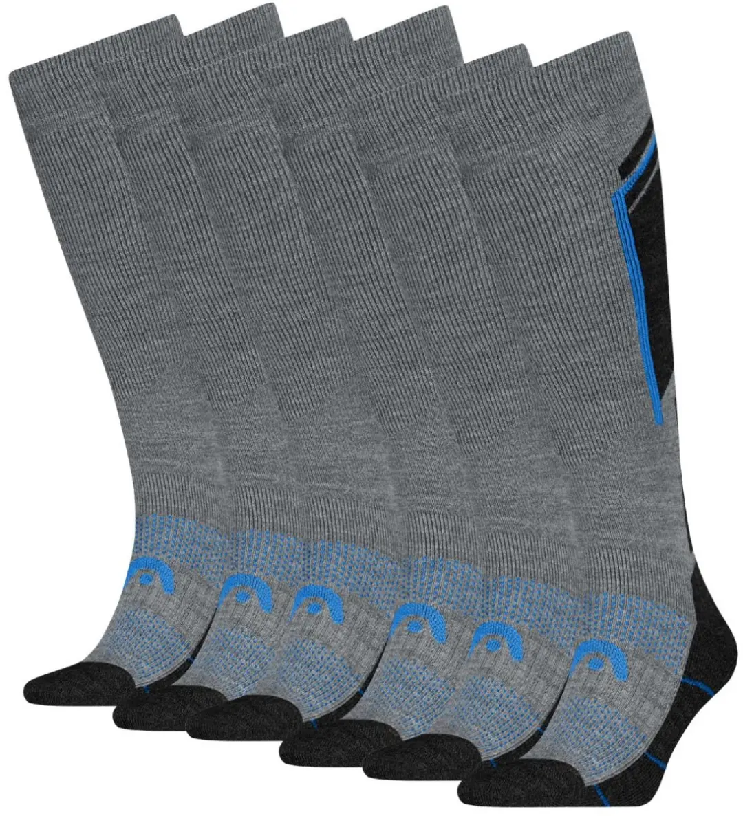 HEAD Skisokken Kneehigh 6-pack Mid Grey / Strong Blue-35/38