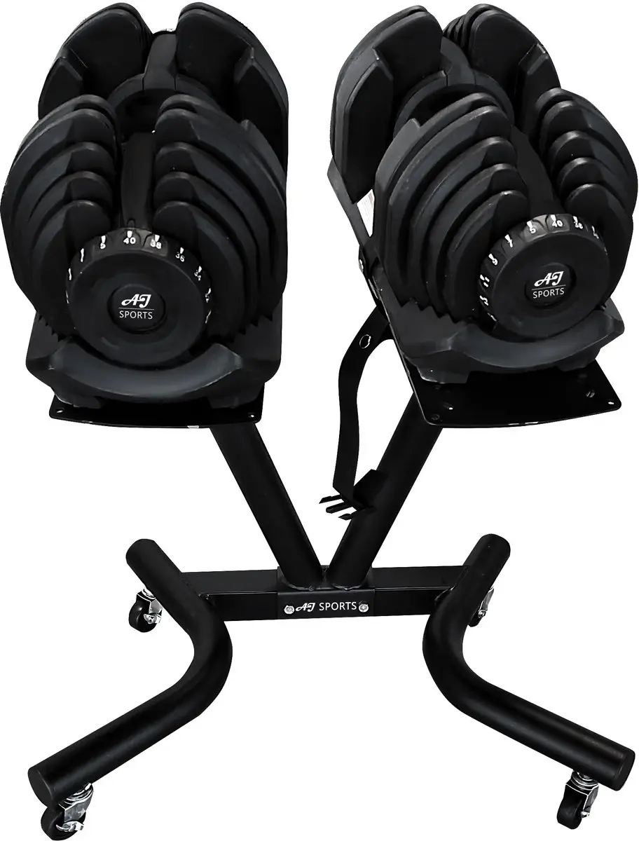 AJ-Sports Verstelbare dumbell set 2x 40kg met verrijdbare opbergstandaard