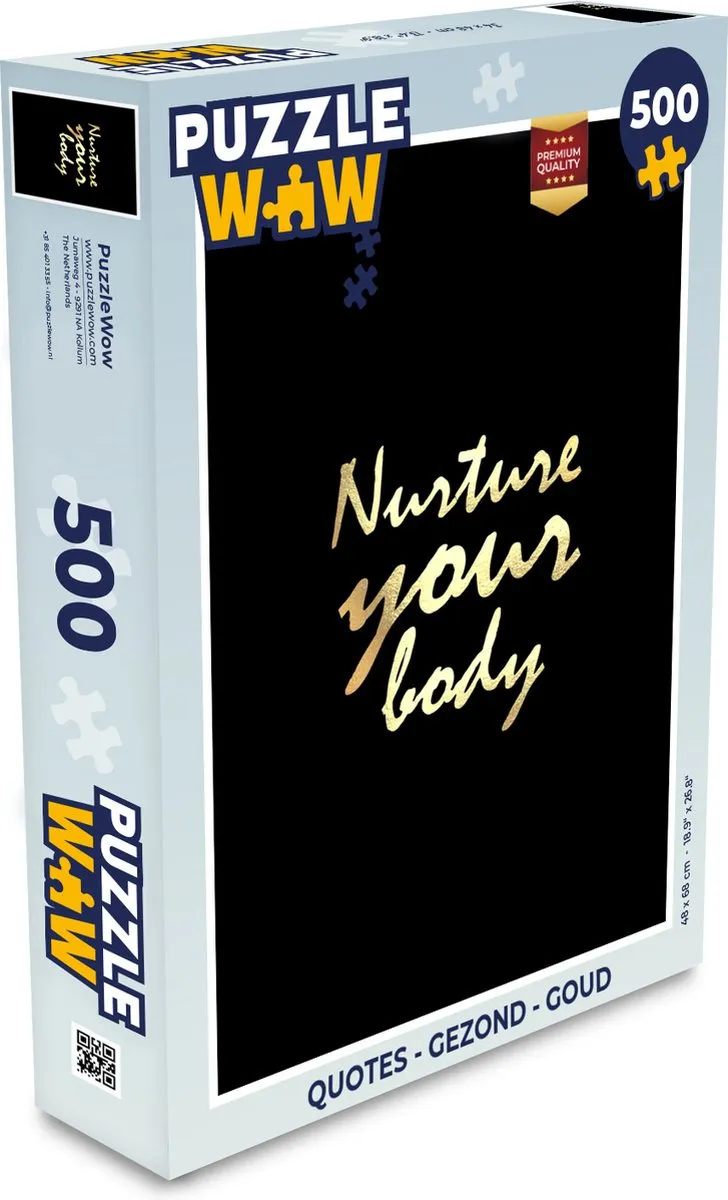 PuzzleWow Quotes Gezond Legpuzzel 500 Stuks - Goud - Multicolor