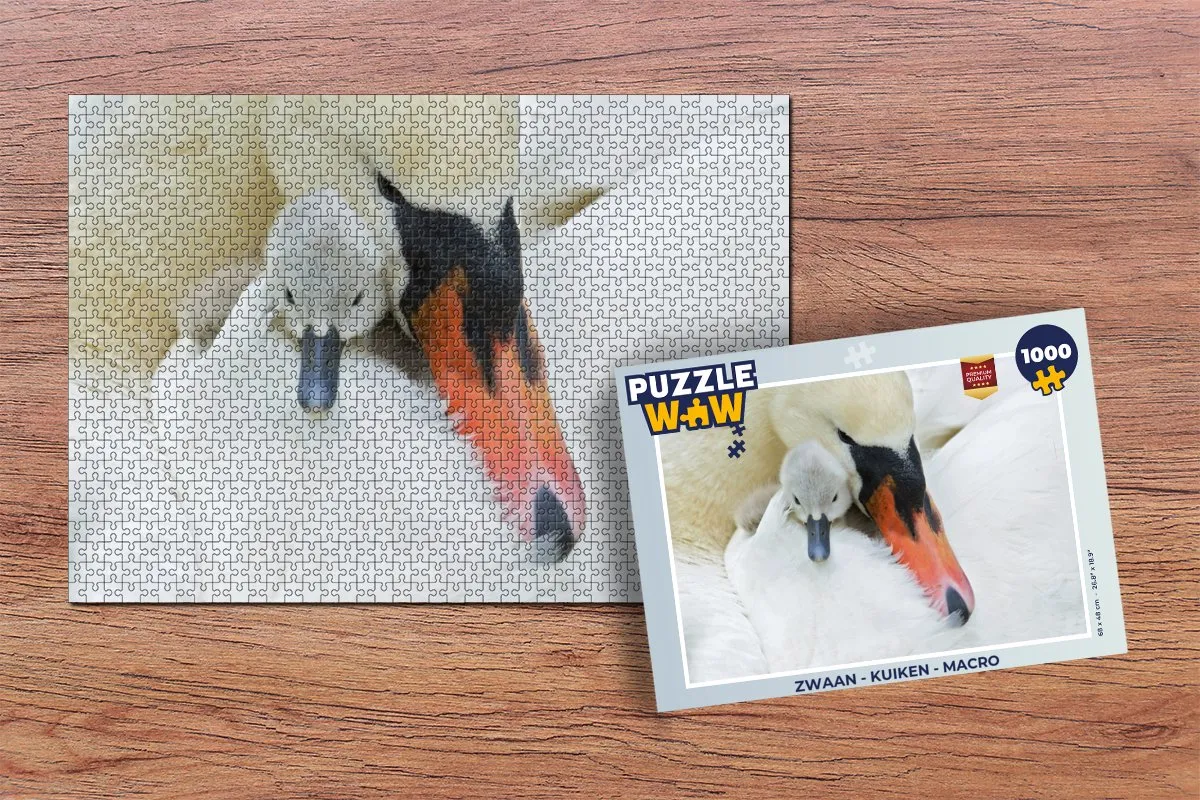 PuzzleWow Zwaan - Kuiken Macro Legpuzzel 1000 Stuks - Multicolor