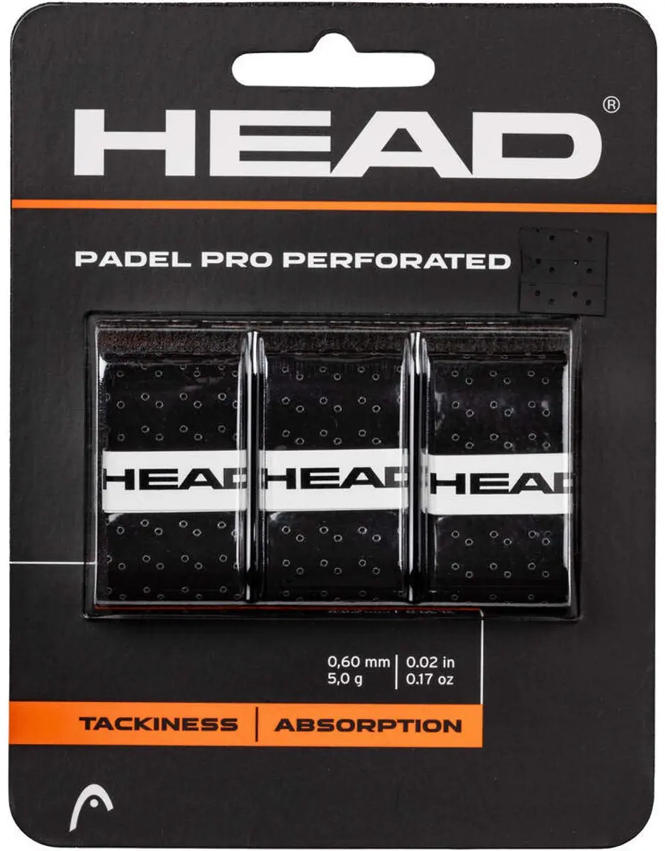 Head Padel Pro Perforated Overgrip 3 Stuks Kleur : Zwart