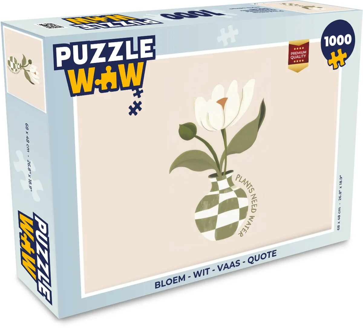 PuzzleWow Bloem Vaas Quote Legpuzzel 1000 Stuks - Wit