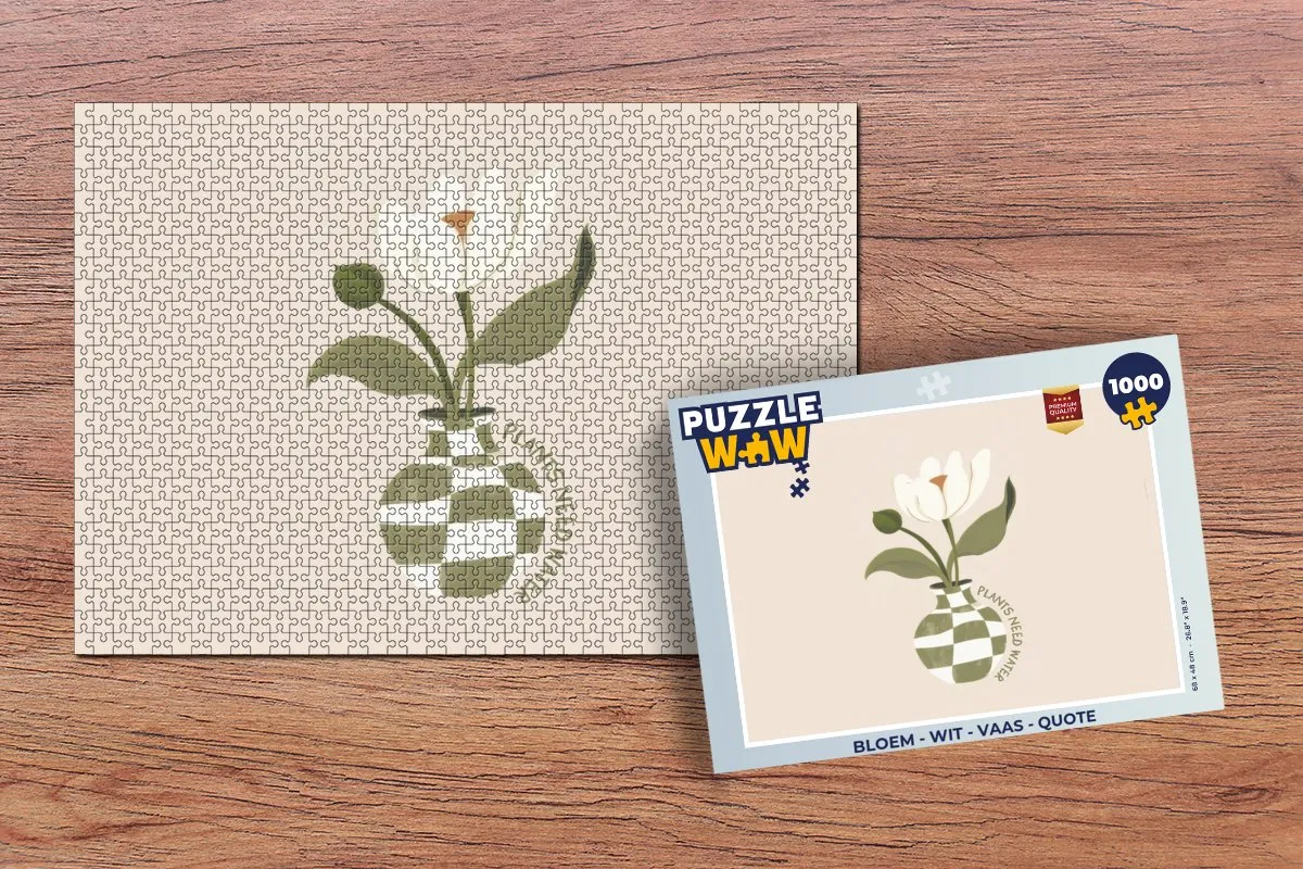 PuzzleWow Bloem Vaas Quote Legpuzzel 1000 Stuks - Wit