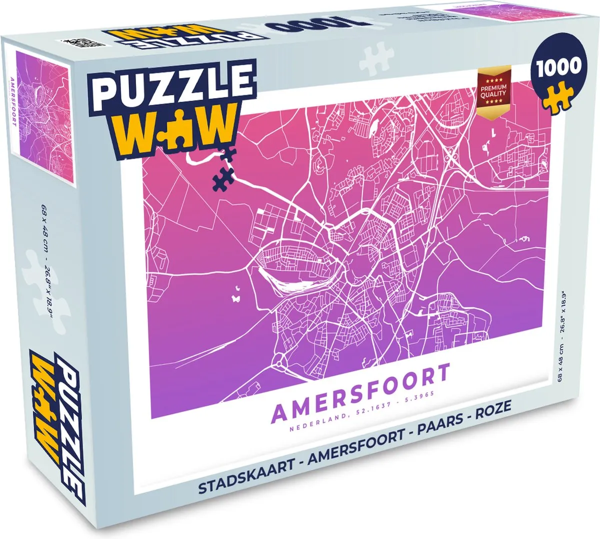PuzzleWow Stadskaart Amersfoort Legpuzzel 1000 Stuks - Multicolor