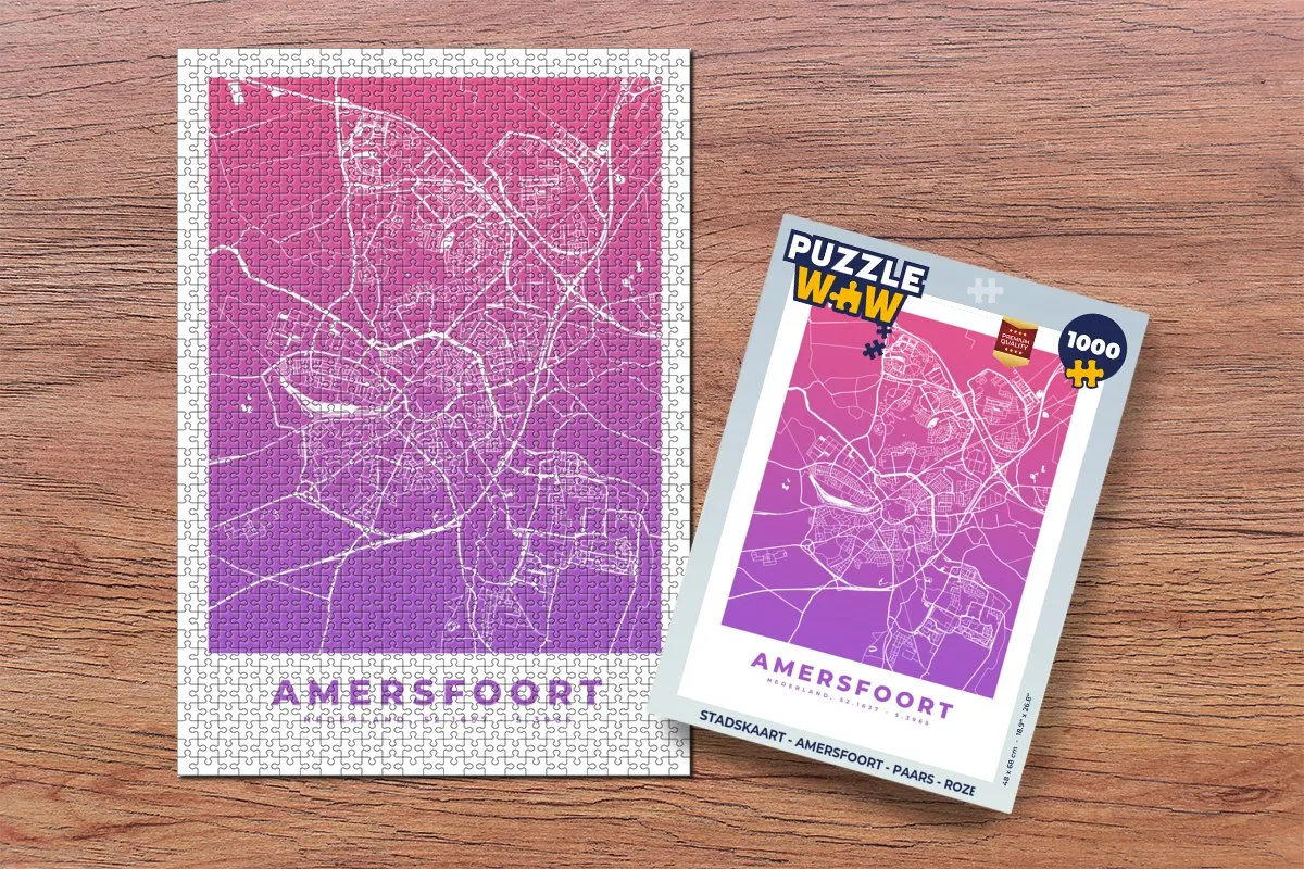 PuzzleWow Stadskaart Amersfoort Legpuzzel 1000 Stuks - Multicolor