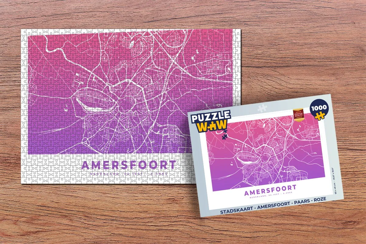 PuzzleWow Stadskaart Amersfoort Legpuzzel 1000 Stuks - Multicolor