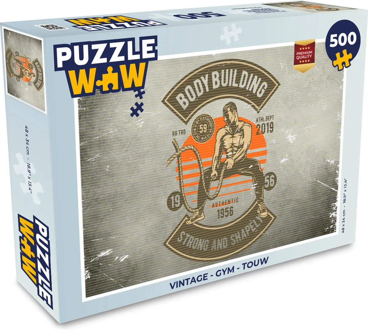 PuzzleWow Vintage Gym Touw Legpuzzel 500 Stuks - Multicolor