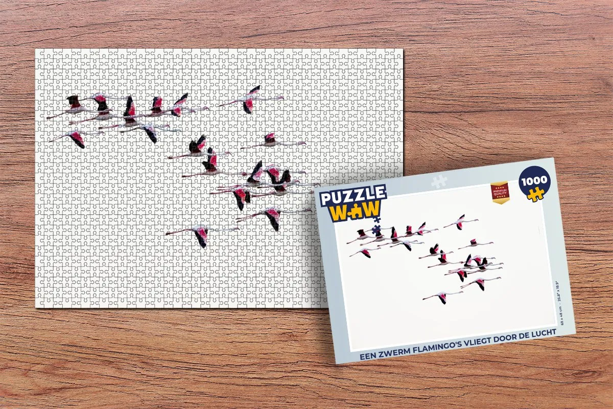 PuzzleWow Legpuzzel Een zwerm flamingo's - 1000 Stuks - Multicolor
