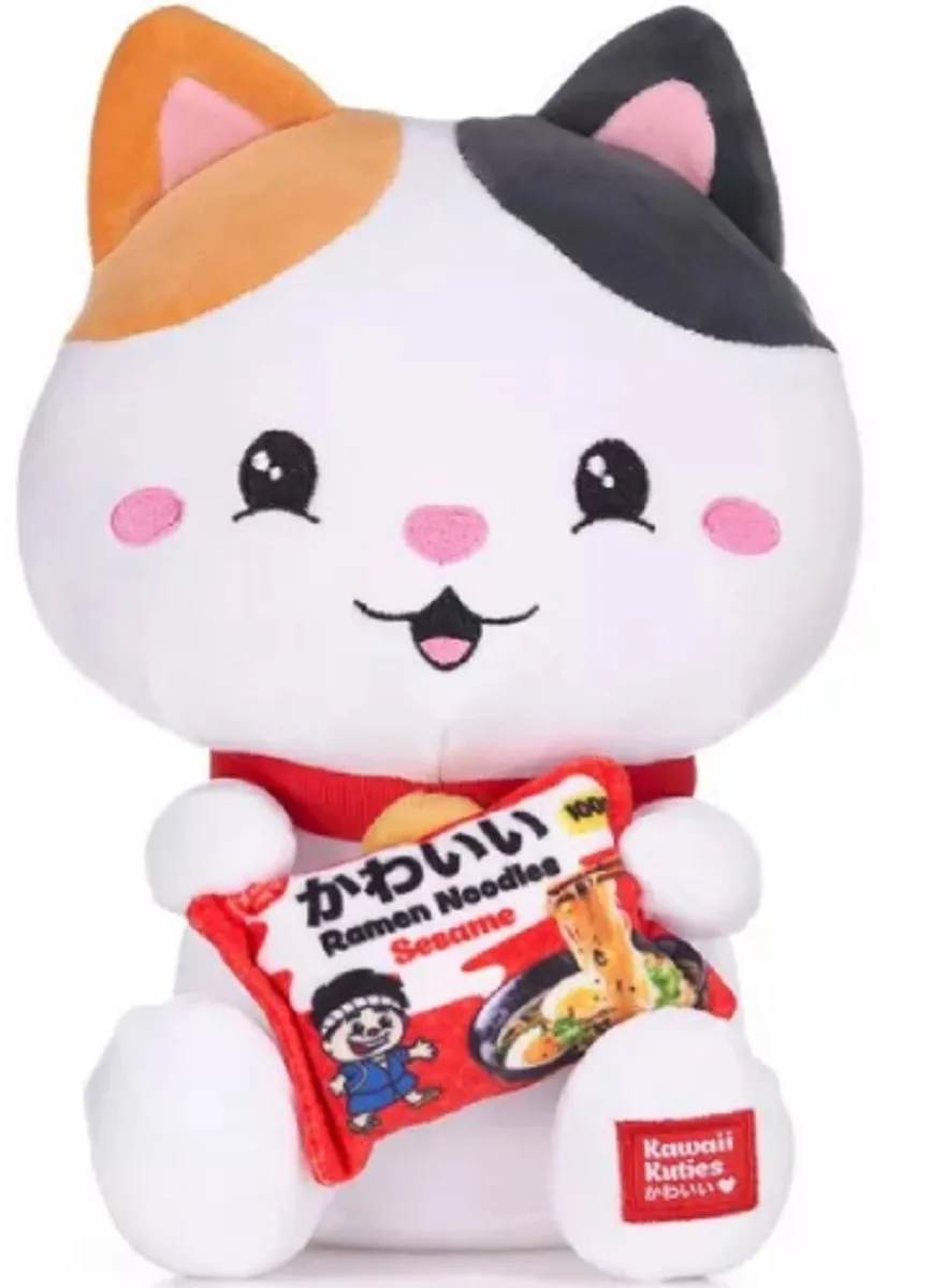 Topknuffels Kat met Noodles Pluche Knuffel 28cm - Kat