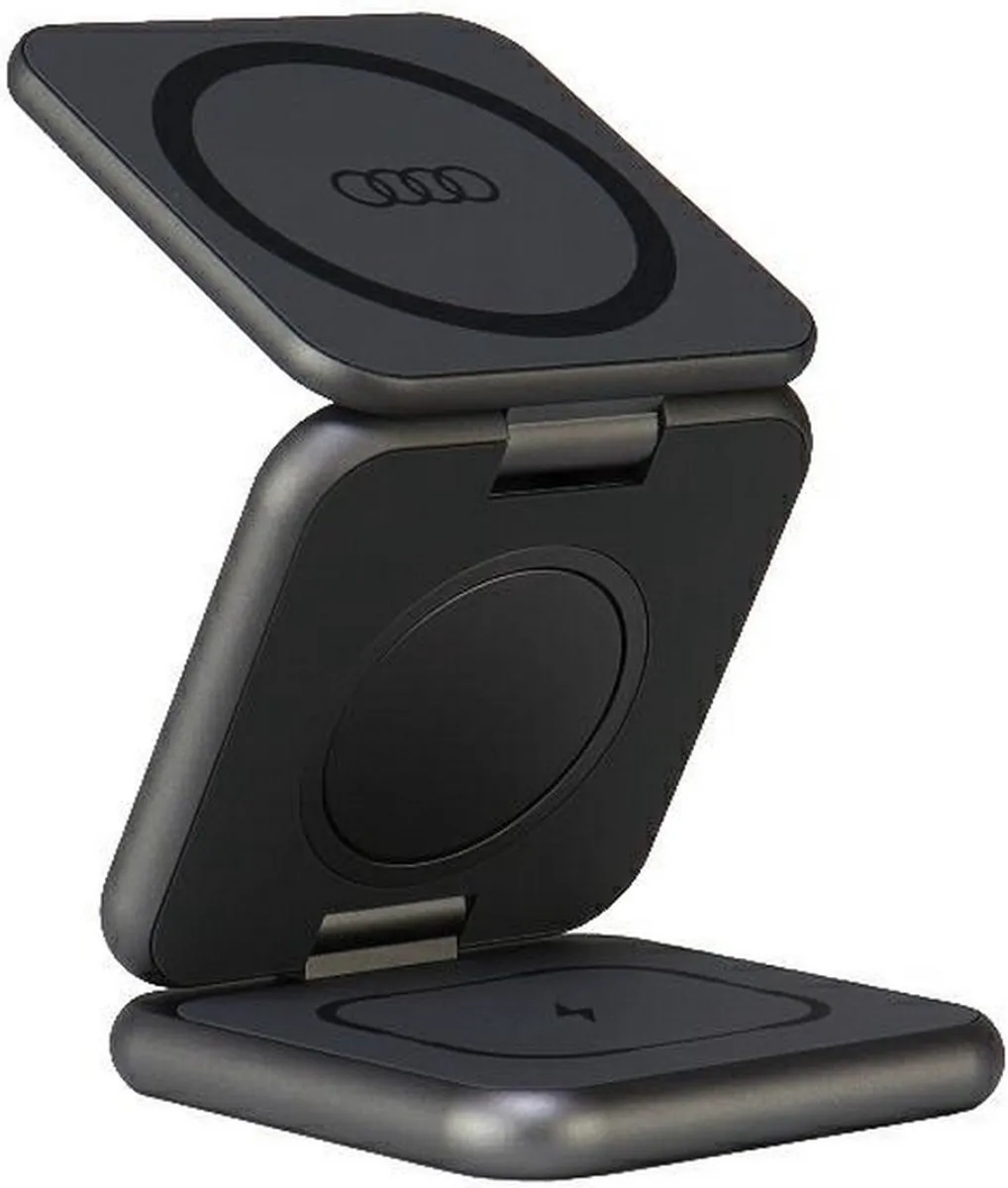 Audi 3-in-1 Foldable Draadloos Laadstation 15W - Zwart - afbeelding 6 van 6