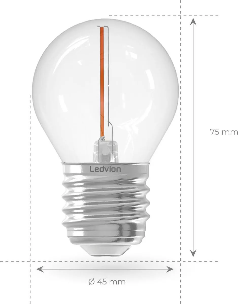 LEDVION E27 LED Lamp 1W Warm Wit - 5 Stuks
