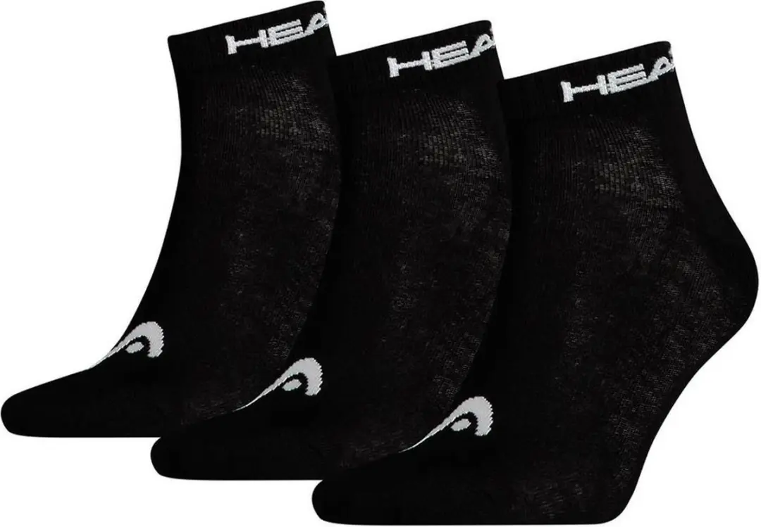 HEAD unisex 3P quartersokken collar logo zwart