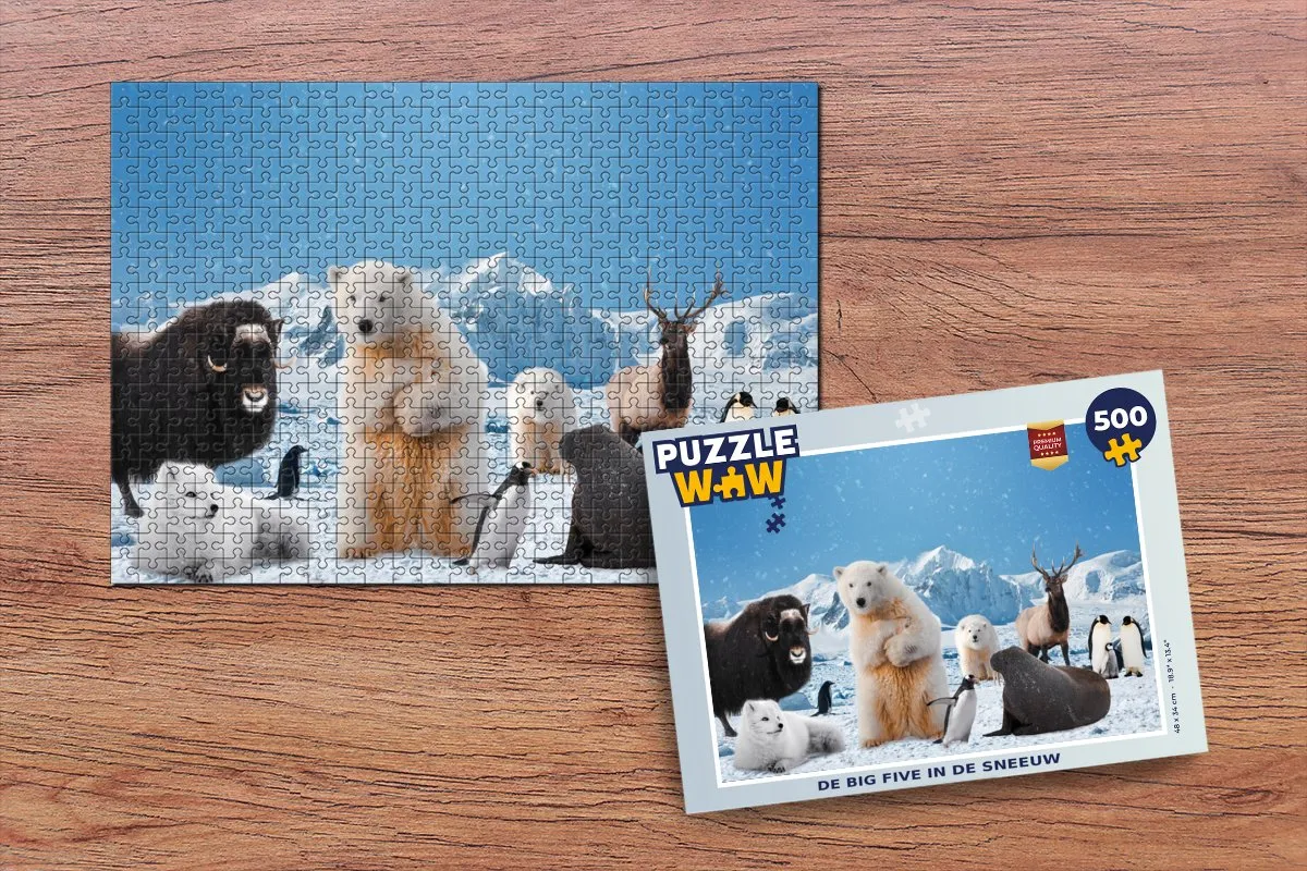 PuzzleWow Dieren Big Five Noordpool Legpuzzel 500 Stuks - Multicolor