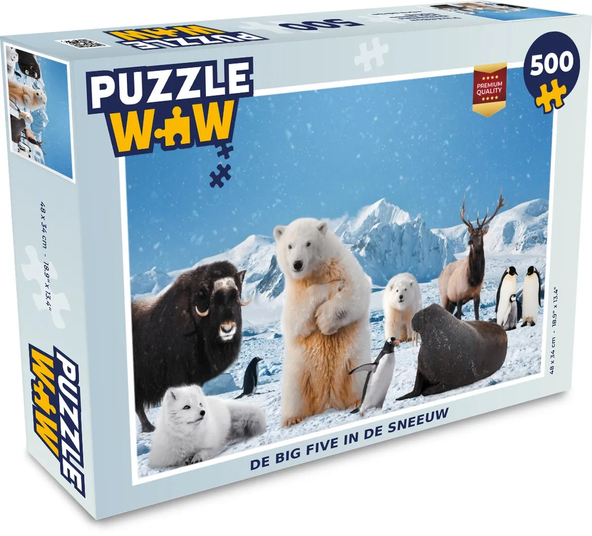 PuzzleWow Dieren Big Five Noordpool Legpuzzel 500 Stuks - Multicolor