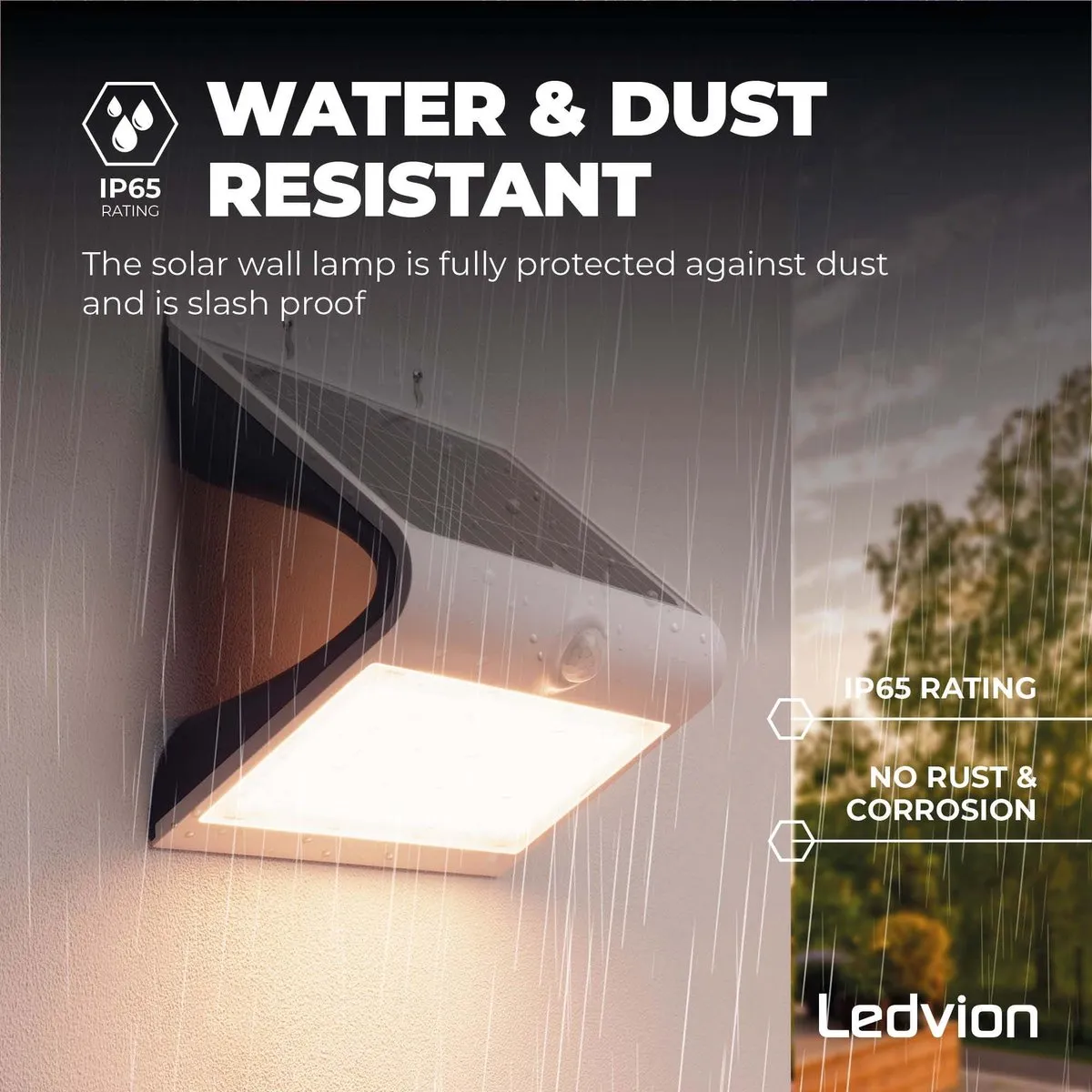 Ledvion Solar LED Wandlamp 8W 3000K IP65 - Wit