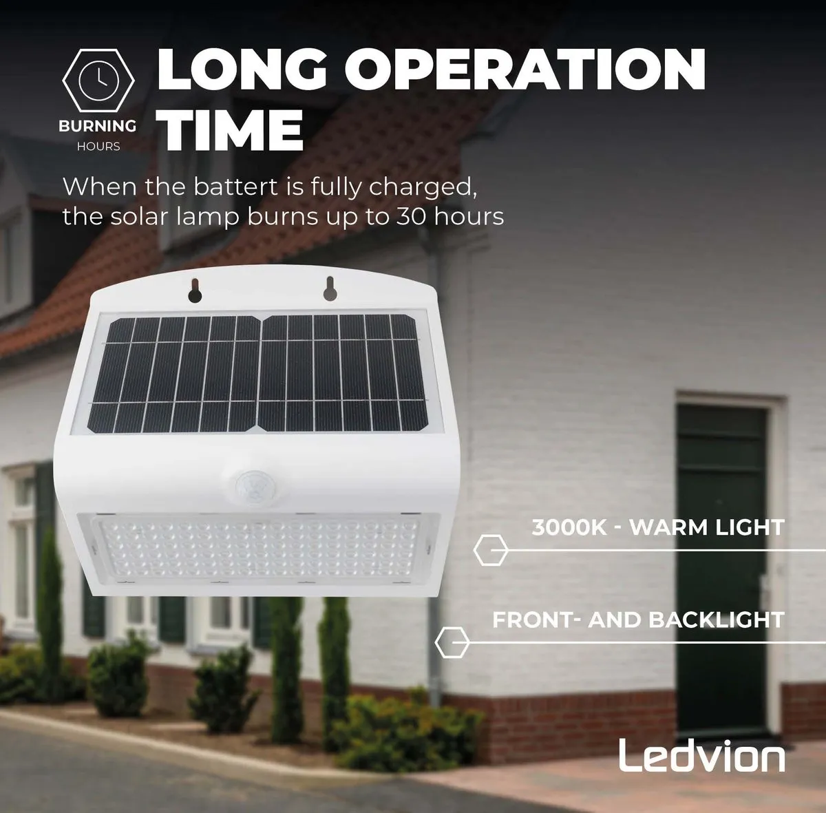 Ledvion Solar LED Wandlamp 8W 3000K IP65 - Wit