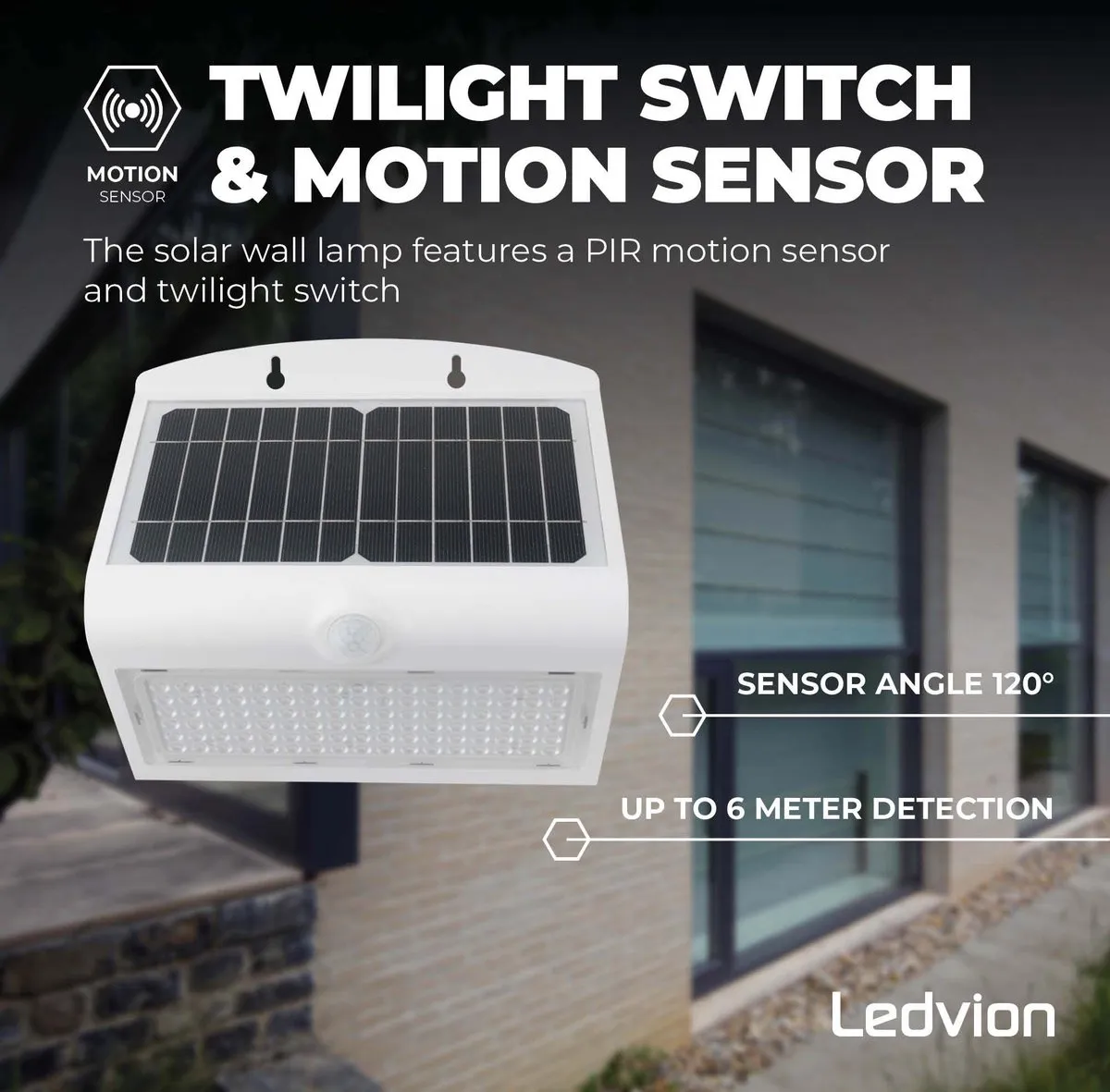 Ledvion Solar LED Wandlamp 8W 3000K IP65 - Wit