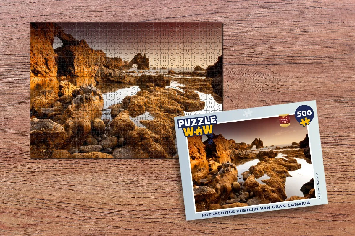 PuzzleWow Rotsachtige Kustlijn Gran Canaria Legpuzzel 500 Stuks - Multicolor