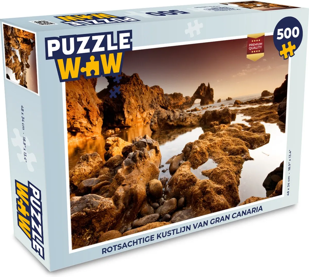 PuzzleWow Rotsachtige Kustlijn Gran Canaria Legpuzzel 500 Stuks - Multicolor