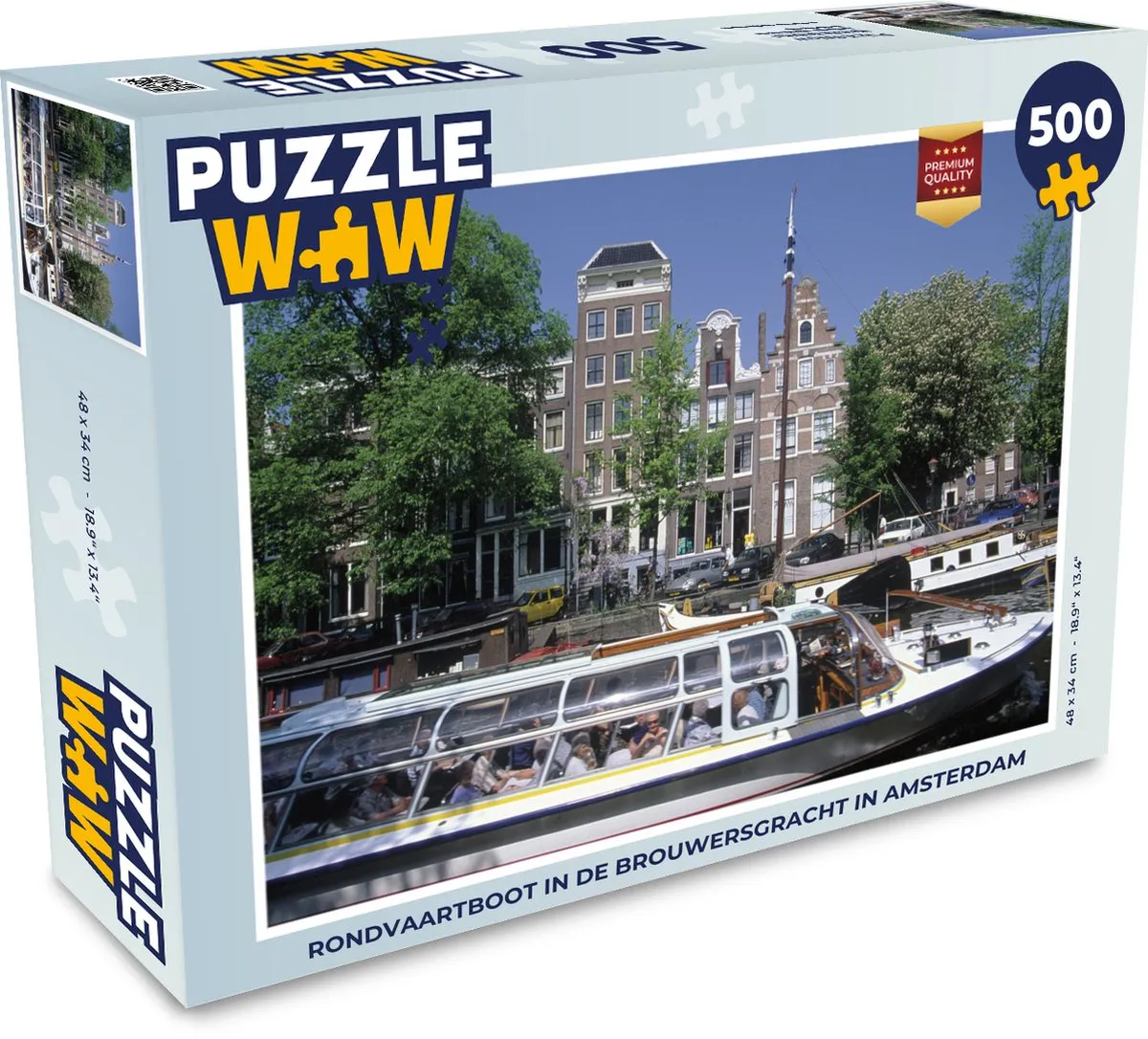 PuzzleWow Rondvaartboot in de Brouwersgracht Legpuzzel 500 Stuks - Multicolor