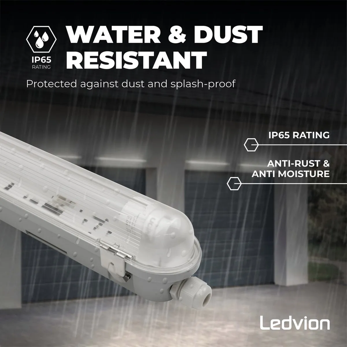 Ledvion LED TL Armatuur 150cm 28W 6500K - Grijs - IP65